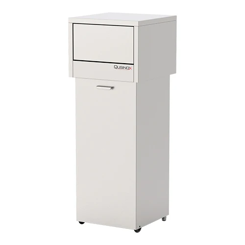 Premični koš za odpadke 140L | Qusinox | Nerjaveče jeklo 18/8 | 47 x 47 x H126 cm