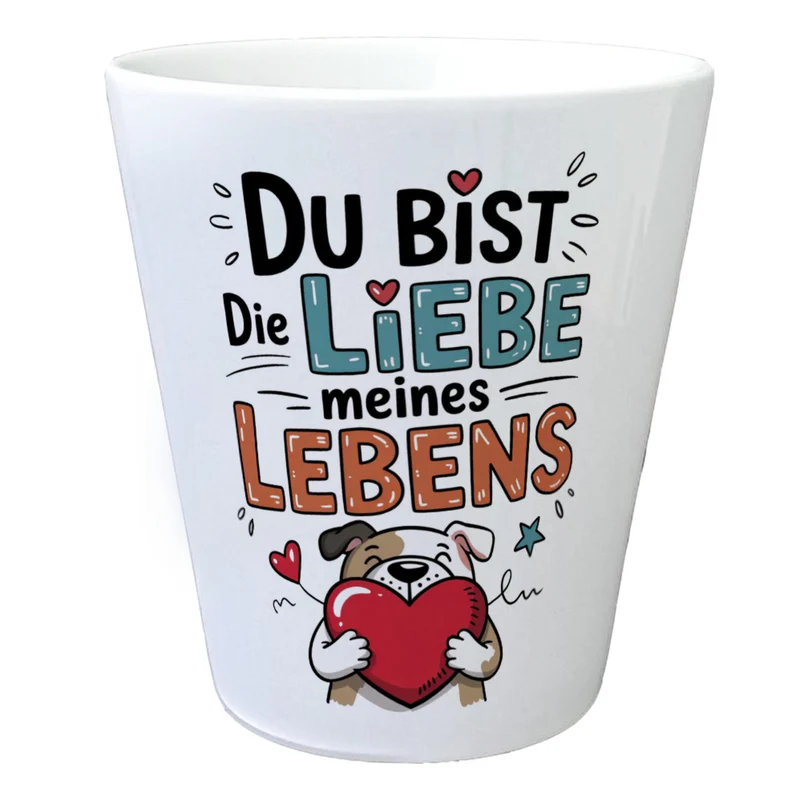 Bulldogge mit Herz Liebe meines Lebens Blumentopf für Tierliebhaber
