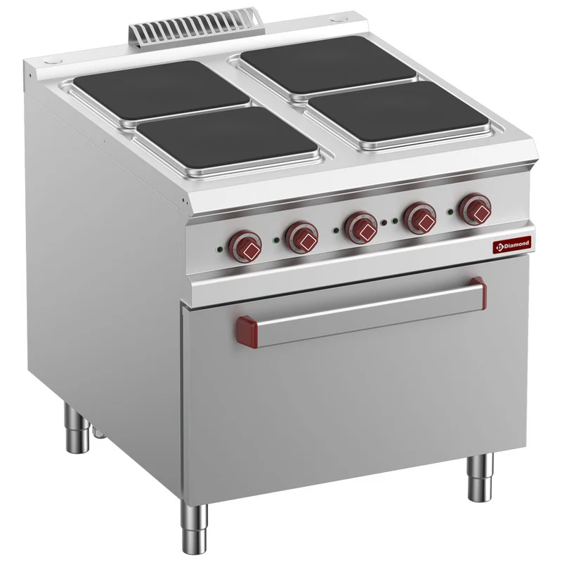 Profi Elektroherd mit 4 Kochplatten & GN 2/1 Elektrobackofen, E9/4PQF8-N