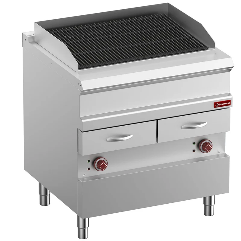 Elektro Wassergrill 800 mm , 2 Heizzonen , Gusseisenroste, E7/GVQA8-N