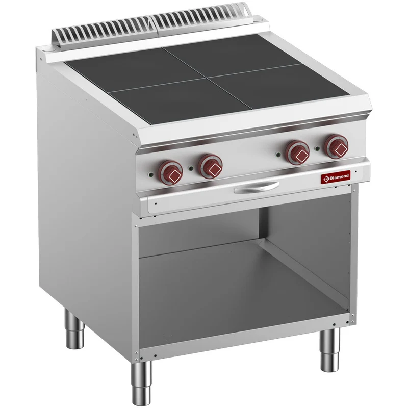 Gastro Elektroherd 700 mit 4 Gussplatten , Offener Unterbau, E7/4SPA7-N
