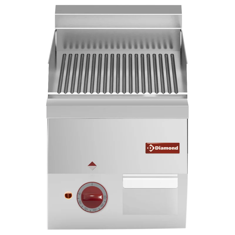Profi Elektro-Grillplatte gerillt, Gusseisen – 30 cm, E60/PR3T-N