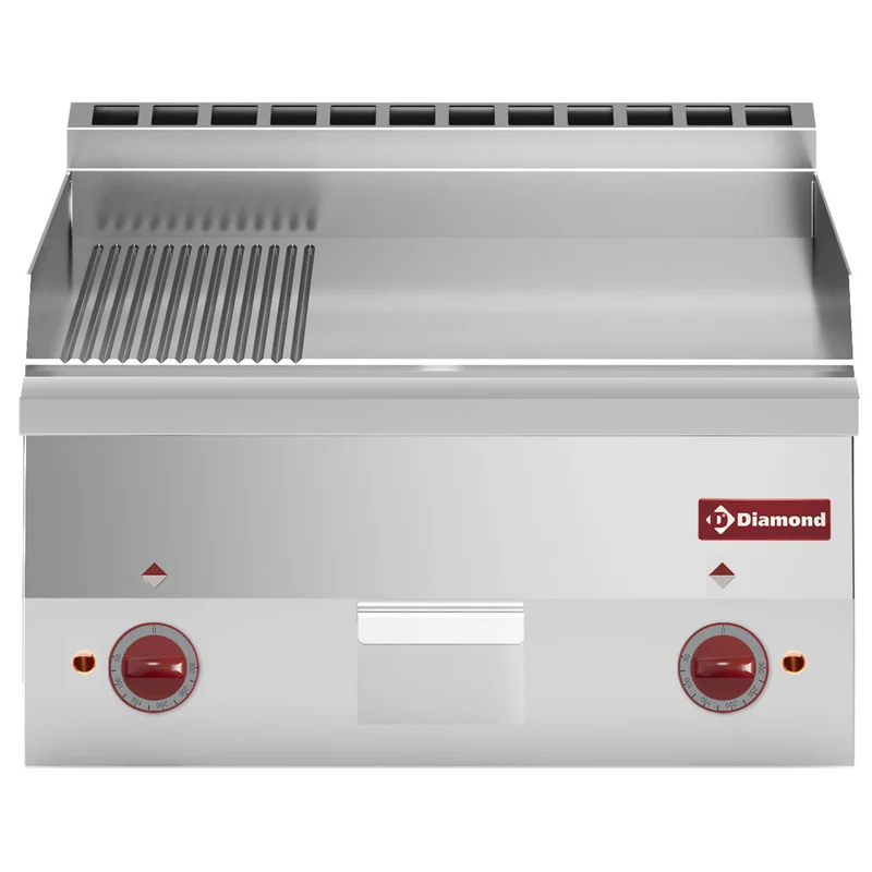 Profi Elektro-Griddleplatte 60cm , Bratfläche 2/3 glatt & 1/3 gerillt, E60/PM6T-N