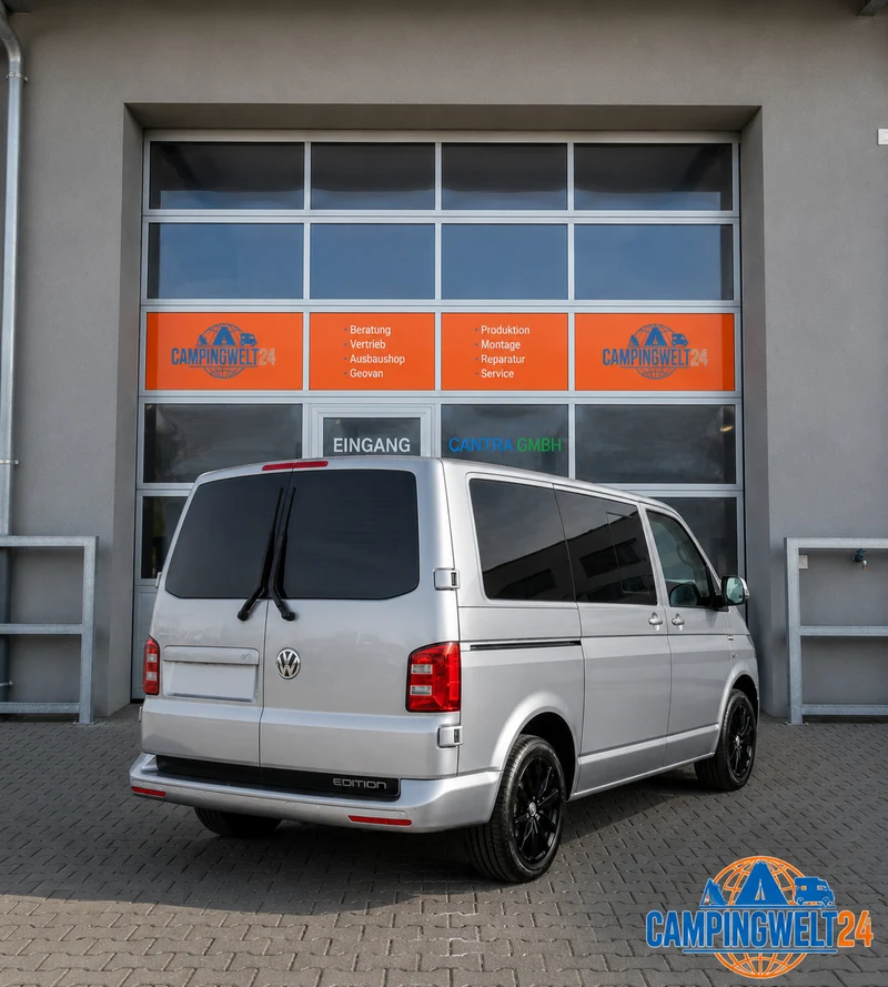 Stossstangenschutz, gebürstetem Edelstahl, VW Transporter T5, T6, T6.1, Flügeltüren
