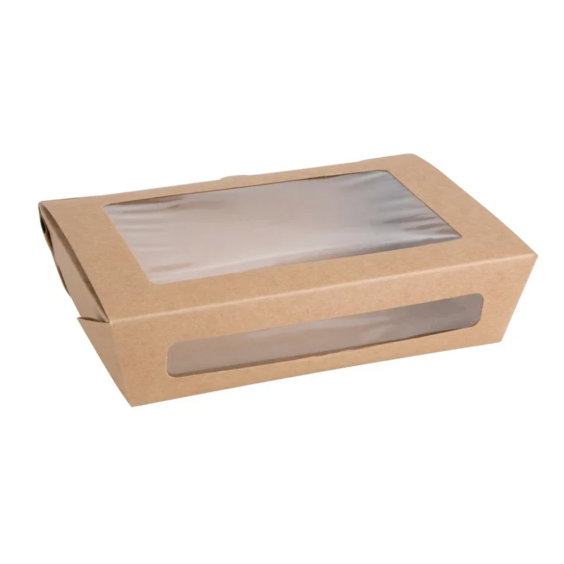 Kompostabilne posode za solato s PLA okencem 1200ml | Fiesta | Komplet 200