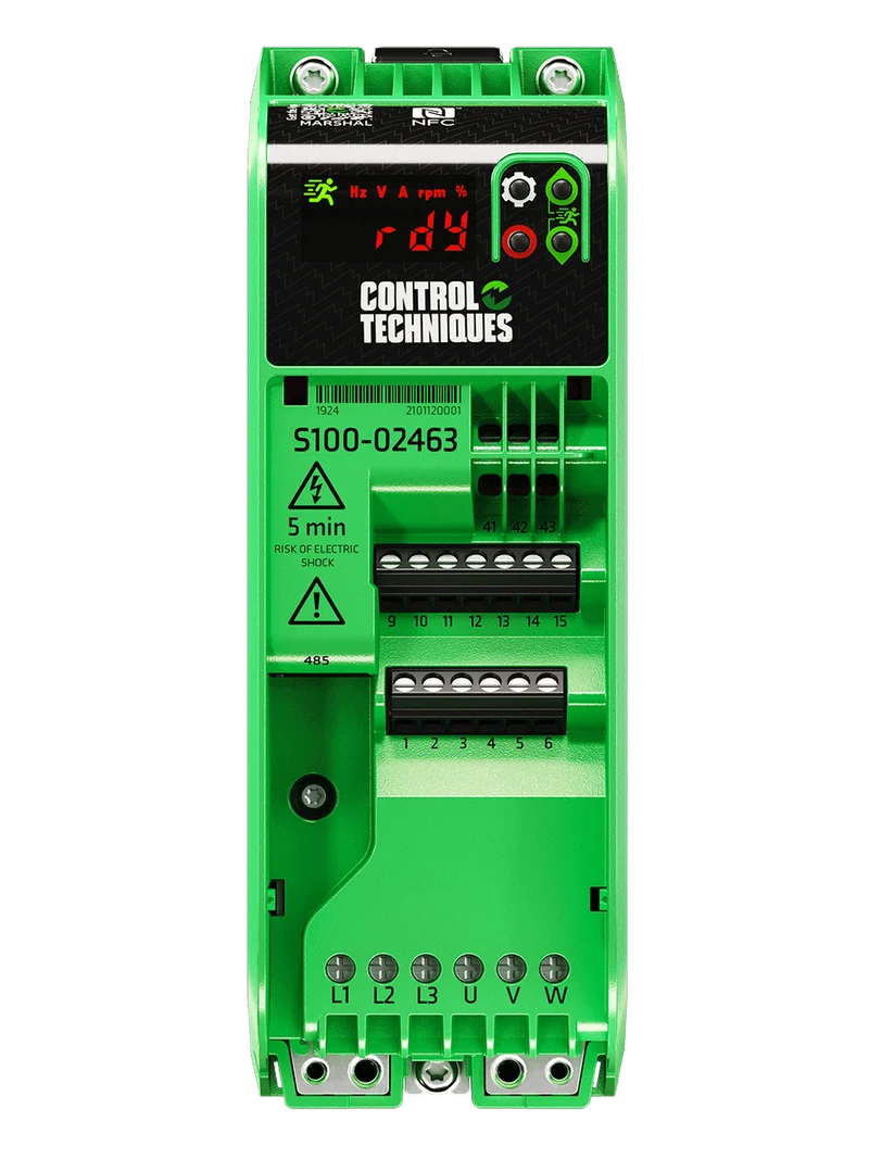 Nidec S100-02S51-0A0000 Commander S100 VFD 0.75kW 1Ph 230V 4.2A C1 Filter