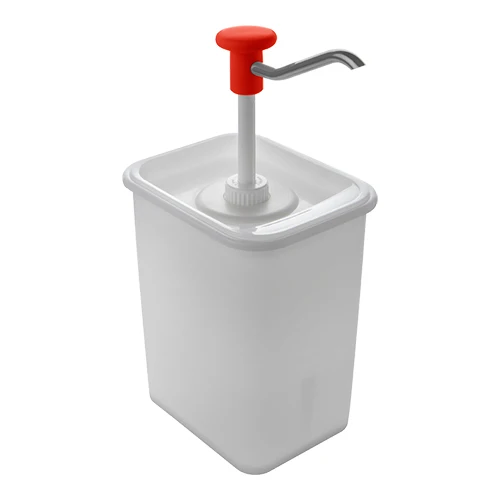 Dozator za omake na tipko s 3 L posodo | Hovicon | rdeč | odmerek 30 ml | 14 x 18 x V32 cm