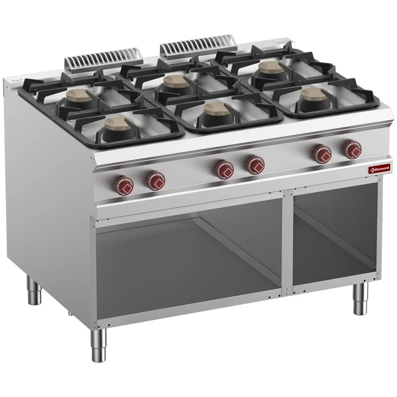 Gasherd 6-flammig , 900er Serie , 120 cm , Offener Unterbau, G9/6BA12-N