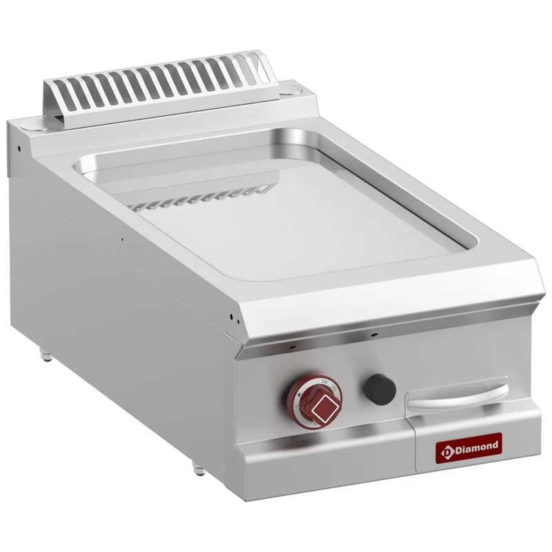 Gas-Bratplatte glatt & hartverchromt , 7 kW , 400 mm Tischgerät, G7/PLCD4T-N