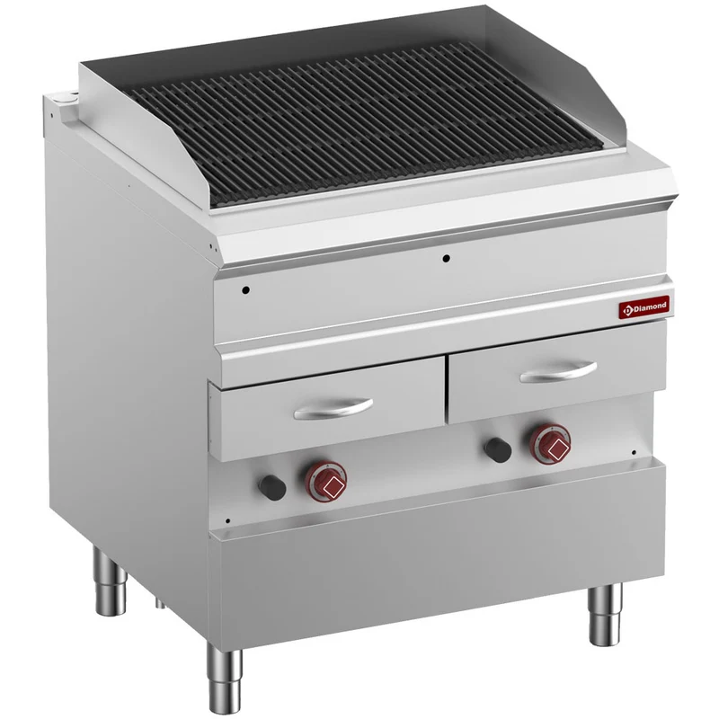 Profi Gasgrill 800 mm , 2 Heizzonen , Gusseisen-Wenderost, G7/GVQA8-N