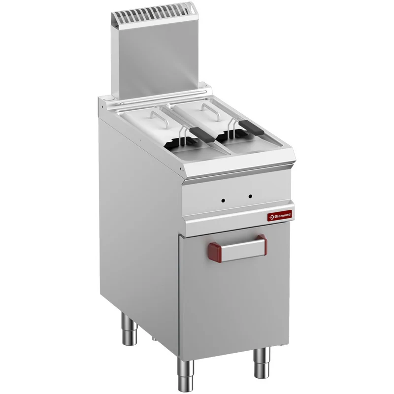 Profi Gas-Doppelfritteuse 2x7 Liter , Standgerät aus CNS , 40cm Breite, G7/F2V7A4-N