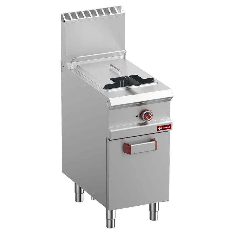 Profi Gas-Fritteuse 14 Liter , Standgerät mit 1 Becken & Unterbau , 15 kW, G7/F14A4-NY