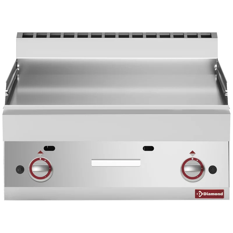 Profi Gas-Bratplatte 700 mm – Tischgerät mit glatter Gusseisenfläche, G65/PL7T-N