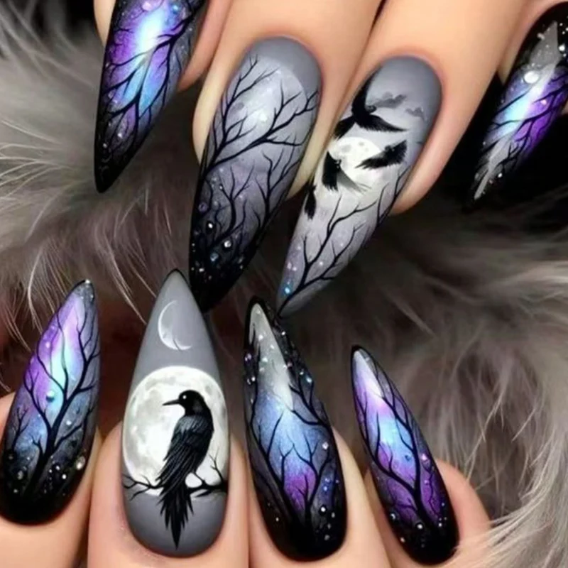 Gothic Verzauberte Stiletto Nagel Kunst Verlängerungen Karnz