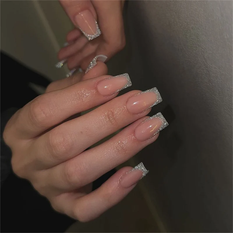 Premium Dekorative Acryl Press-On Nagelset mit Strass-Spitzen Karnz