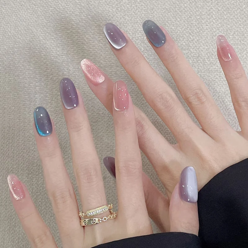 Ombre Gradient Glänzende Press-On Nägel Karnz