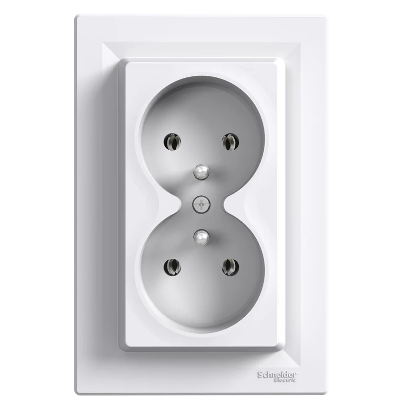 Schneider EPH9800221 Asfora Twin Schuko-PL Socket 2P+E 16A 250V White