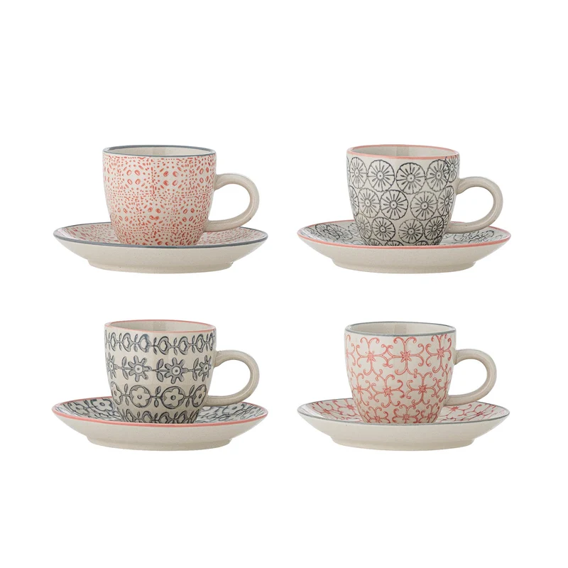 Cécile Espresso Cup w/Saucer, Bunt, Steingut