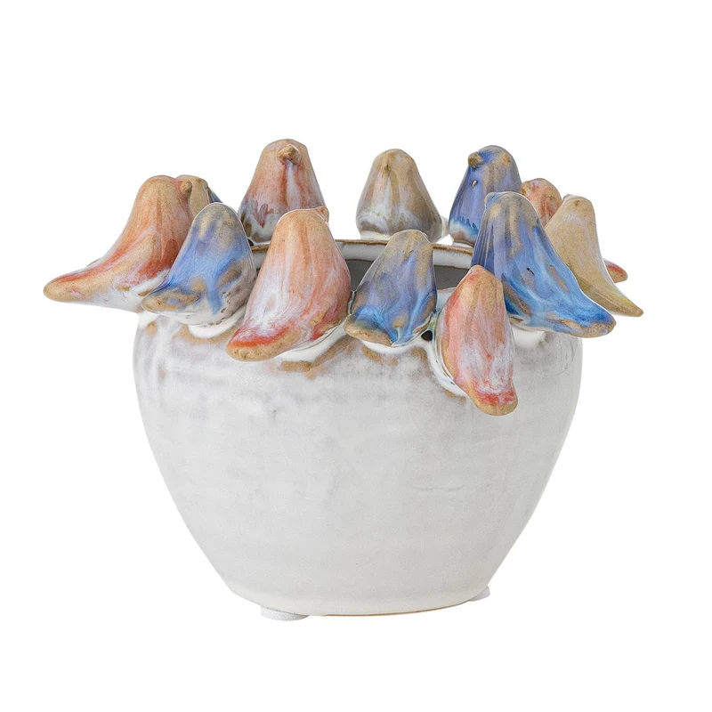 Eanna Blumentopf, Grau, Steingut