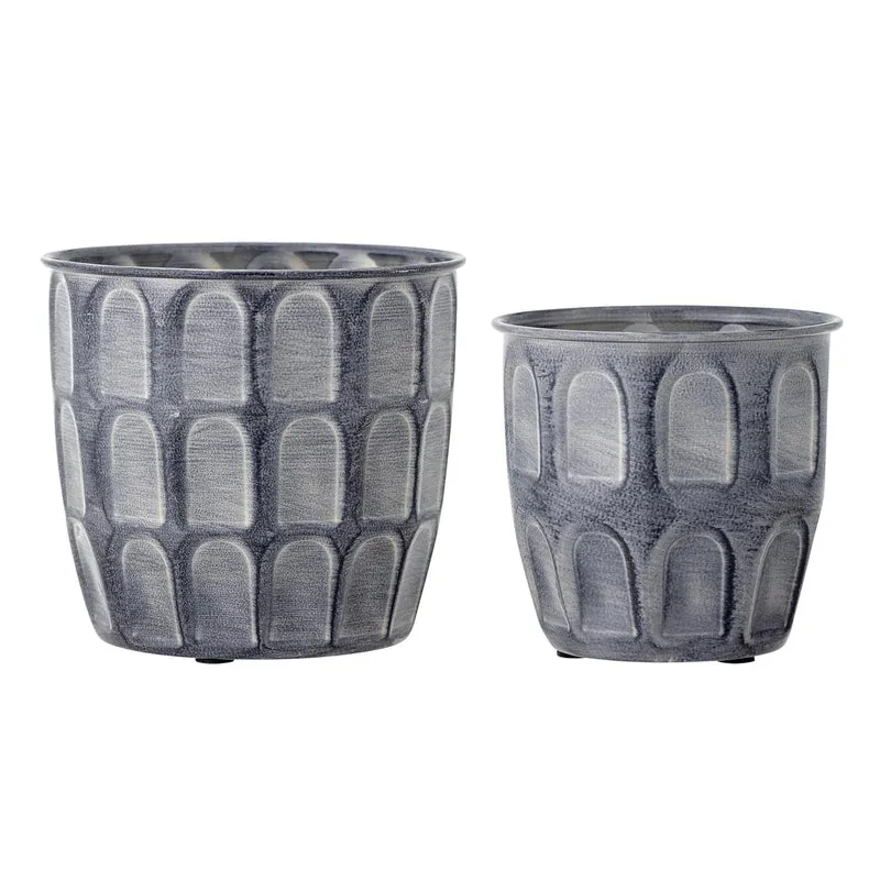 Kally Blumentopf, Grau, Metall