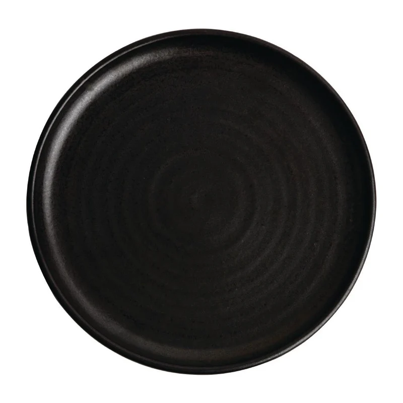 Okrogli črni krožniki Canvas z ozkim robom 26,5cm | Olympia Canvas | Set 6 kosov