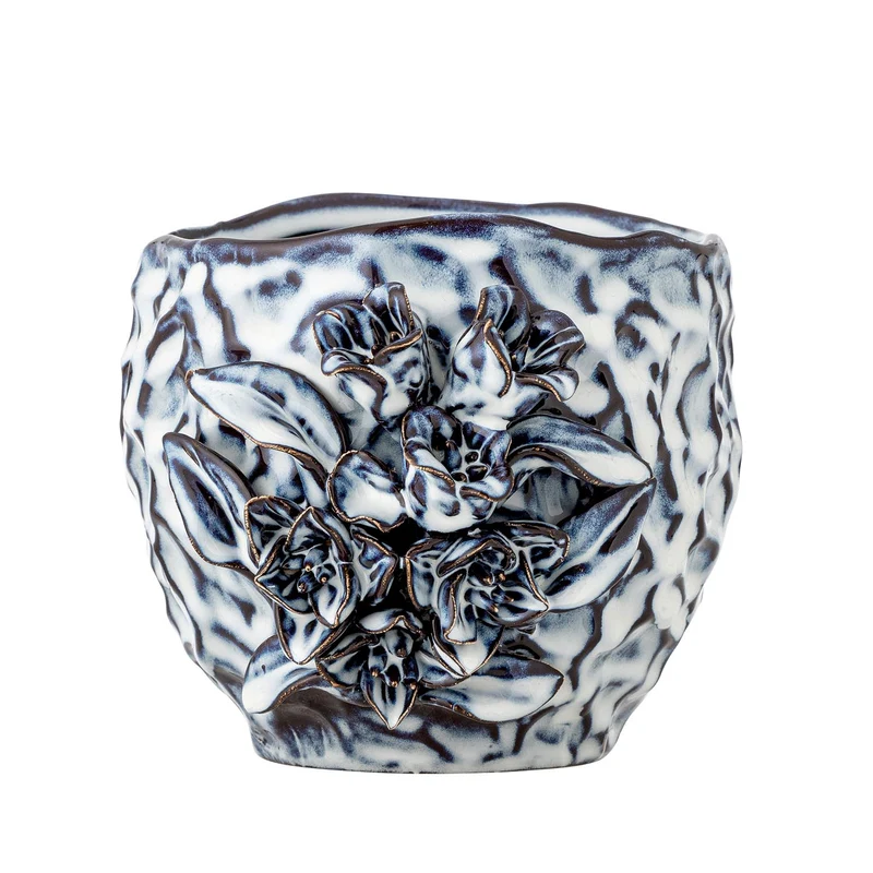 Malina Blumentopf, Blau, Steingut