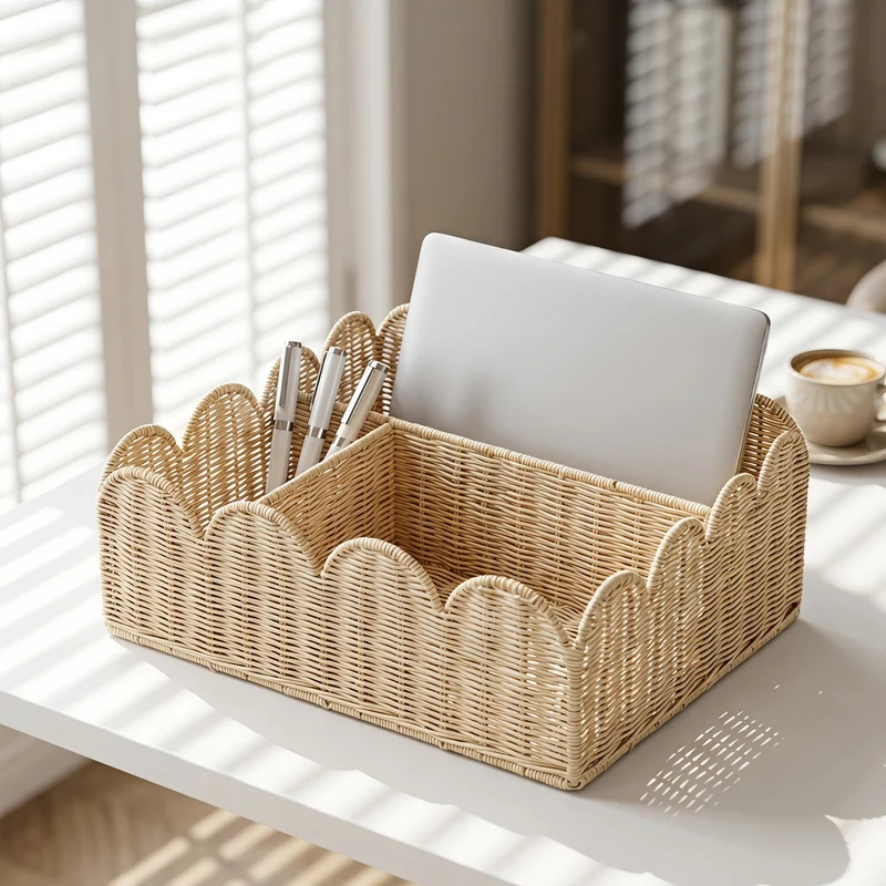 Stilvoller Organizer-Korb mit Wellenrand Karnz