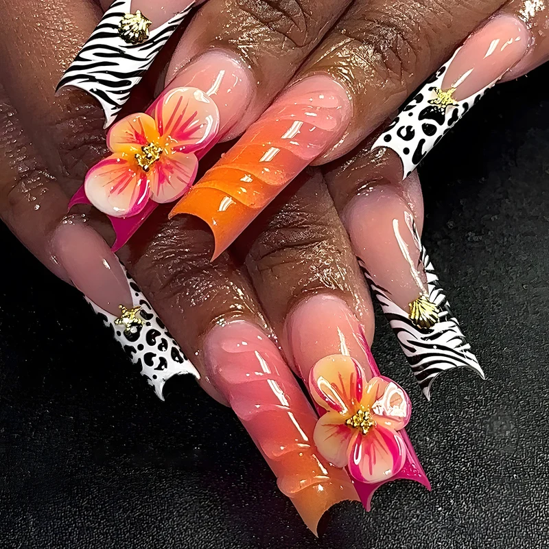 Blumenmotiv Press-On Nagelverlängerungen Karnz