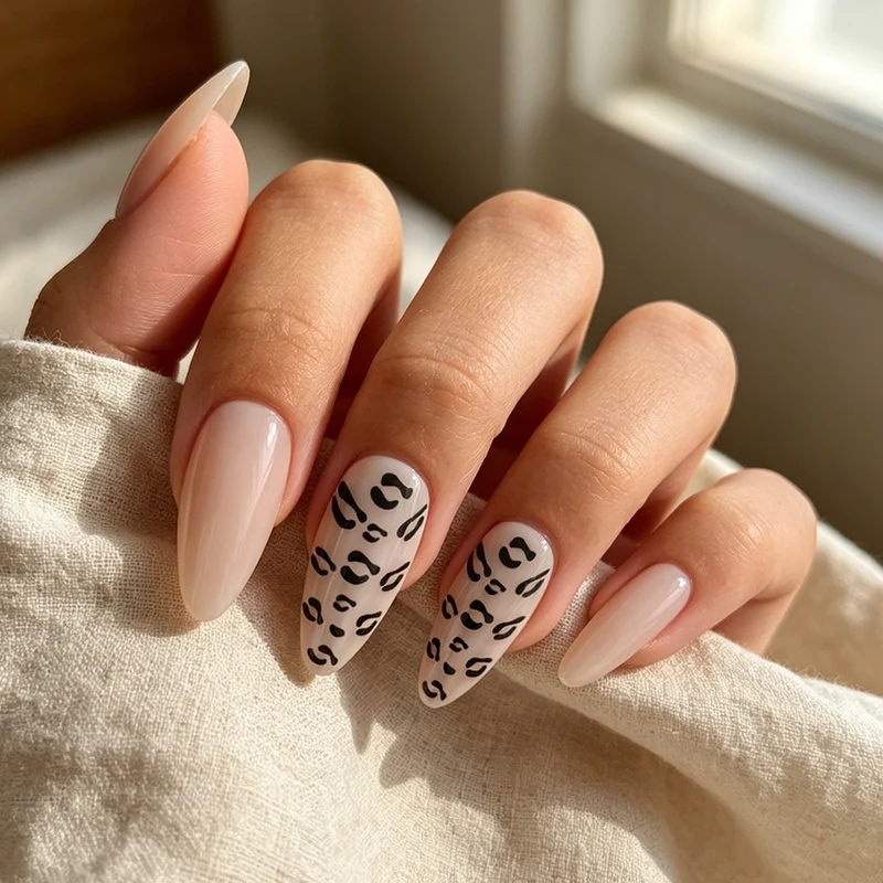 Elegante Stiletto-Press-On-Nägel mit Tierdruck-Design Karnz