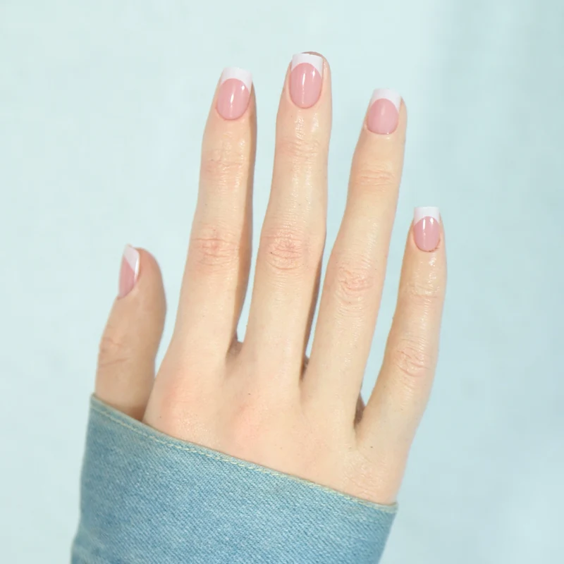 Elegante französische Spitzen-Press-On-Nägel mit glänzendem Finish Karnz