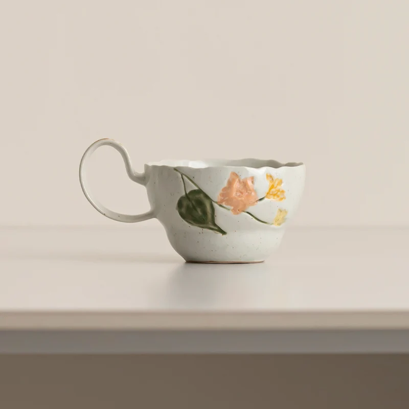 Künstlerische florale Keramik-Kaffeetasse