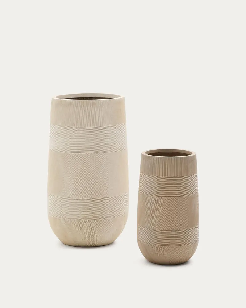 Blumentopf Tival in Zementoptik beige Ø 45 cm / Ø 32 cm