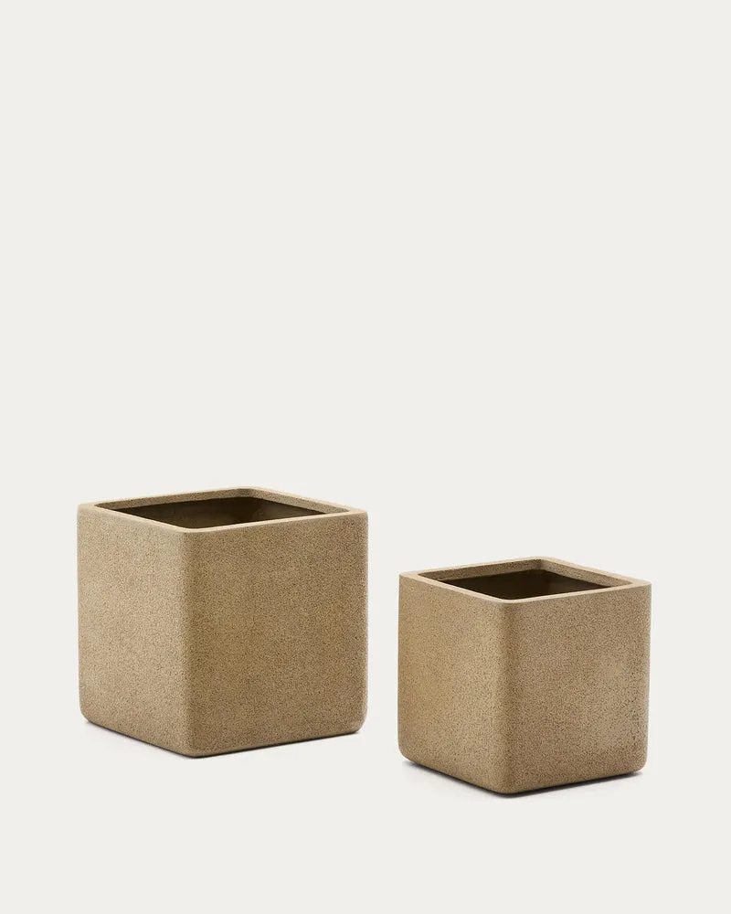 Set aus 2 Blumentöpfen Minoa in Steinoptik senffarben 44 x 44 cm