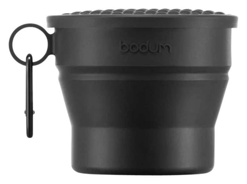 BODUM Becher Bistro faltbar mit Deckel und Karabinerhaken schwarz 0.3 l