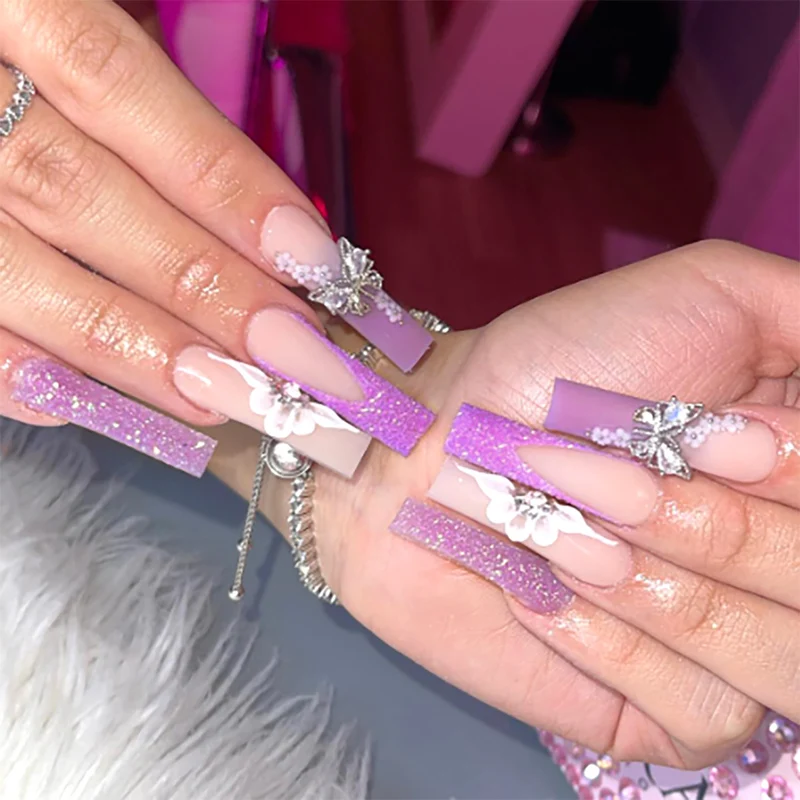 Dekorativer Langer Stiletto Nagelkunstset Karnz