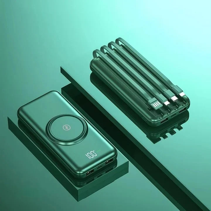 Power Bank 20000mAh mit eingebauten Kabeln