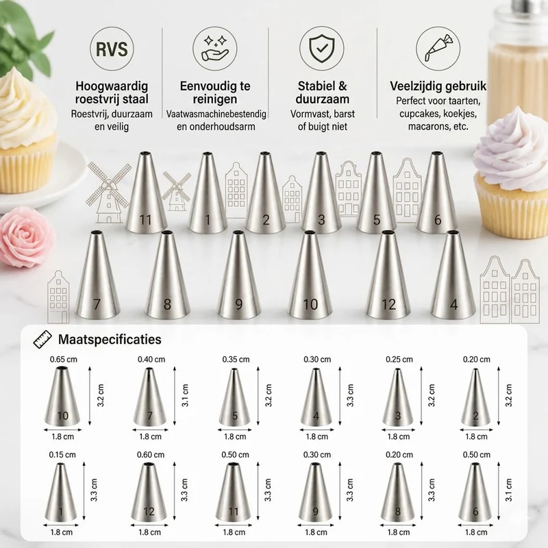 12-teiliges Dekorier-Set für Torten & Cupcakes