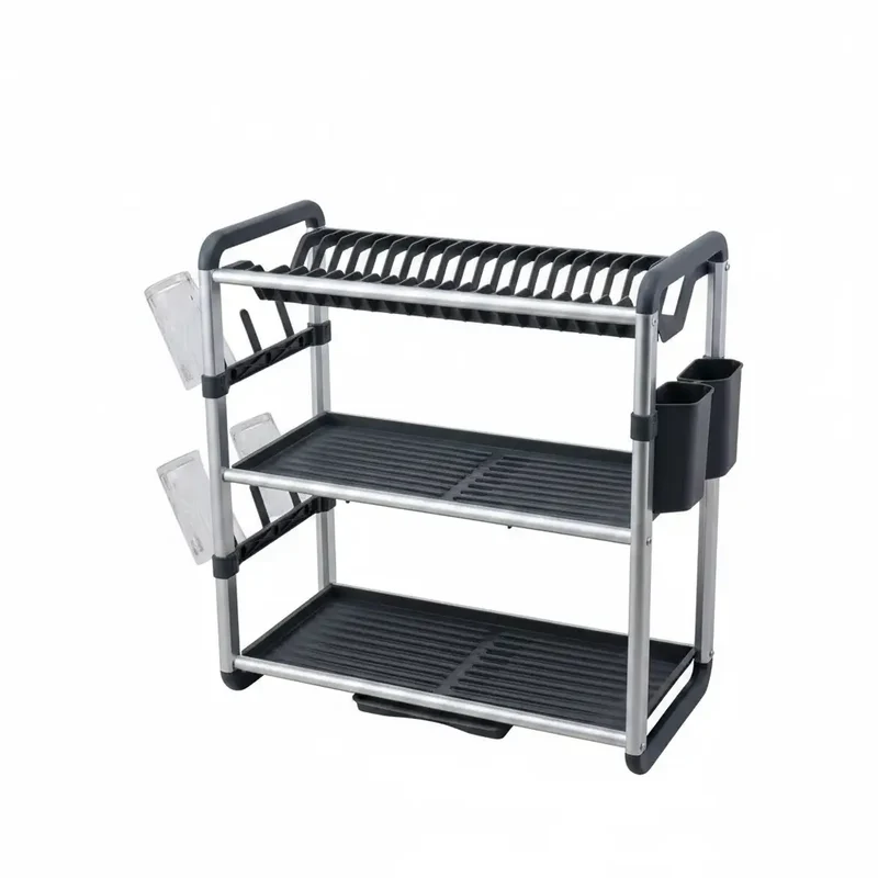 3-stöckiger Geschirrtrockner aus Aluminium