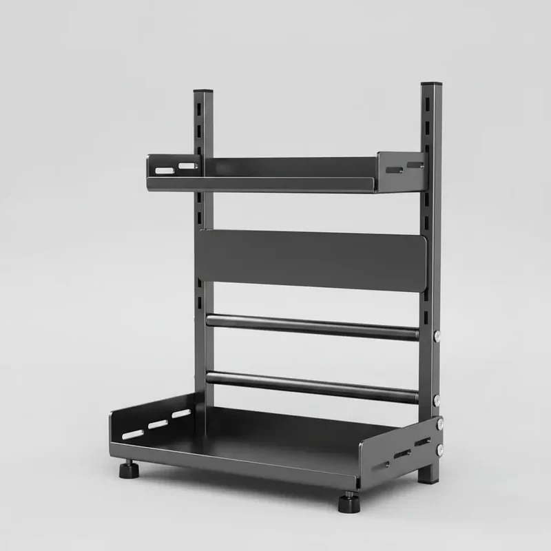 Gewürzregal 2-stöckig Schwarz 40cm Küchenregal