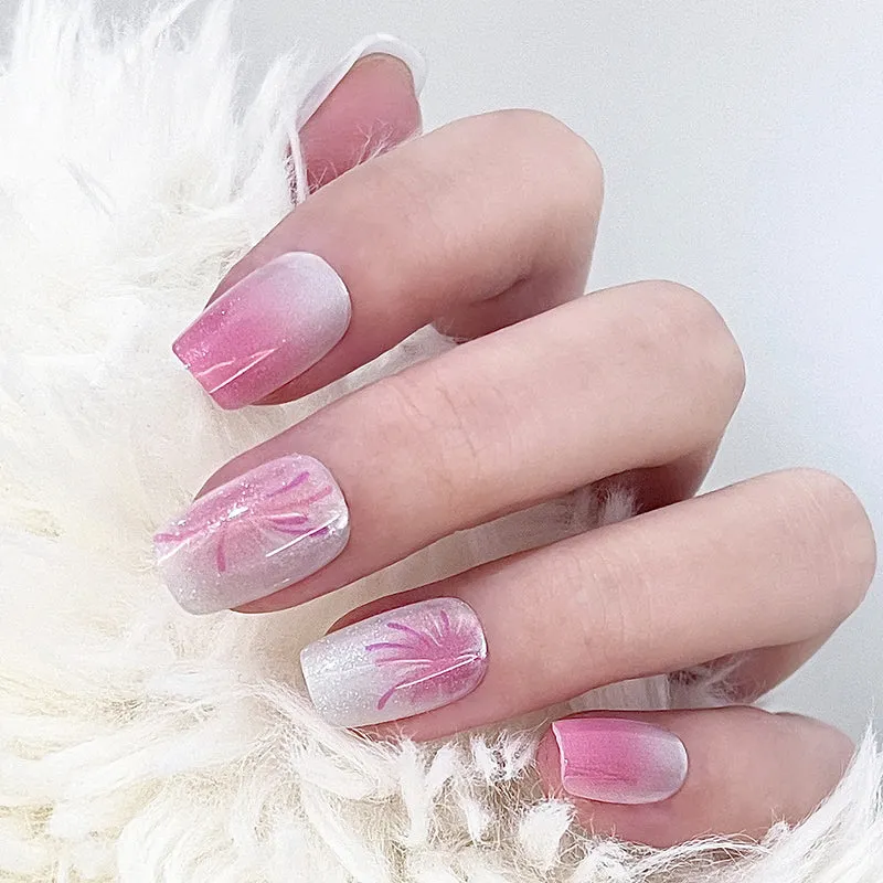 Künstlerisches Ombre Nagelkunst Press-On Set Karnz