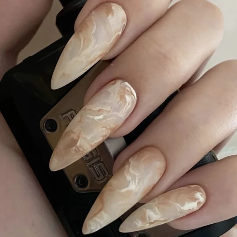 Künstlerische Marmor-Effekt Stiletto Druck-Nägel Karnz