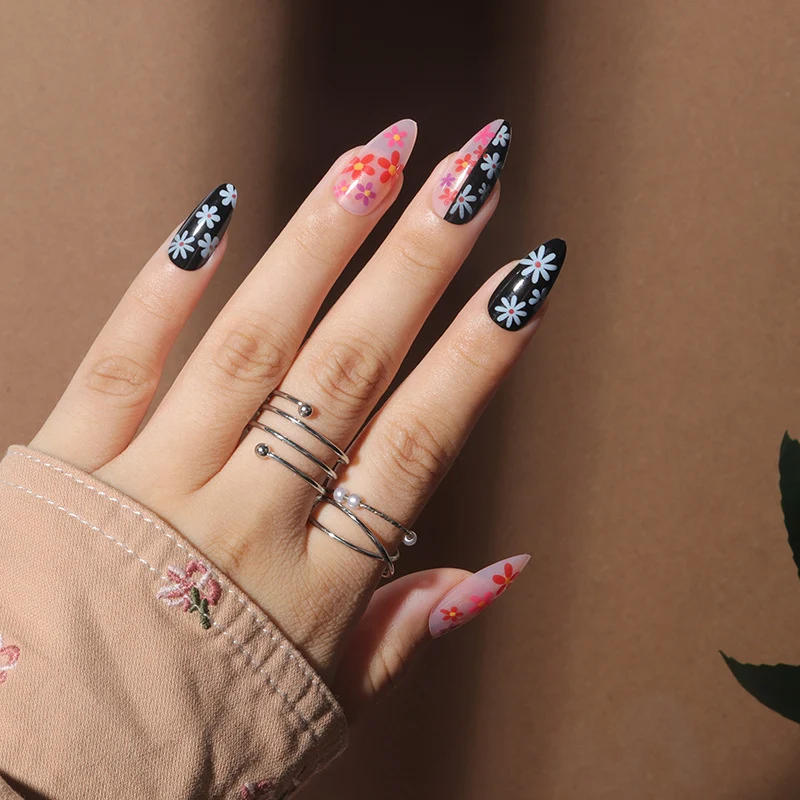 Künstlerisches Floral Stiletto Nagelkunst Set Karnz