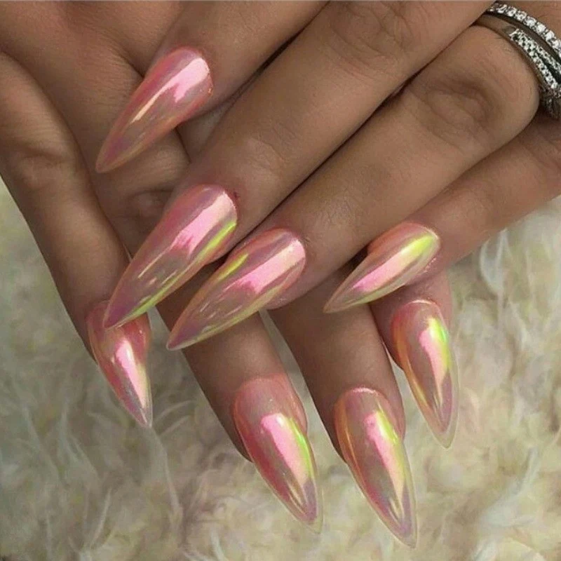 Shimmery Stiletto Press-On Nagelkunst Karnz