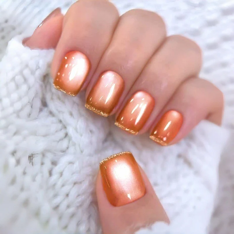 Schimmerndes Ombre Press-On Nagelset Karnz