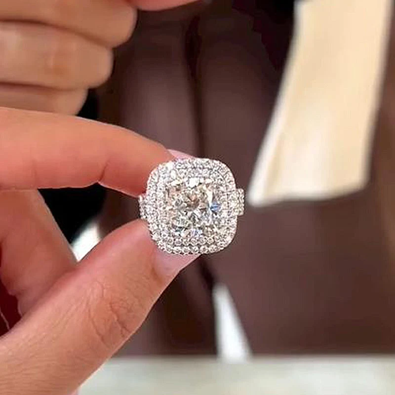 ScintillaAura™ Doppel-Halo-Ring — Entfache dein strahlendes Selbstbewusstsein mit funkelnder Eleganz, die alle Blicke fesselt