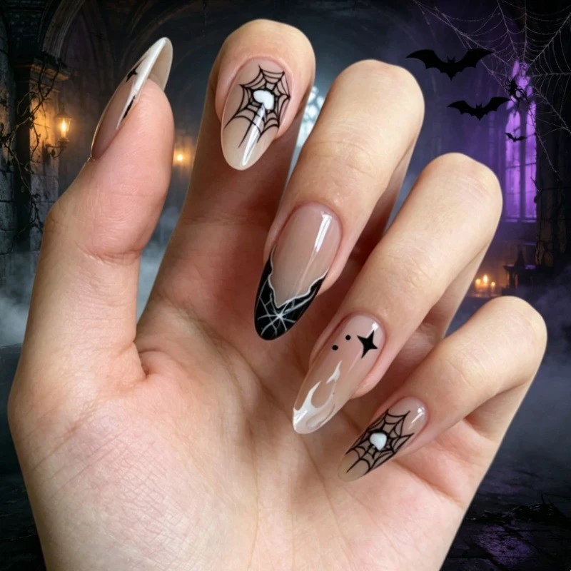 Künstlerische Halloween-Themen Press-On Nageldesign Karnz 1789805114