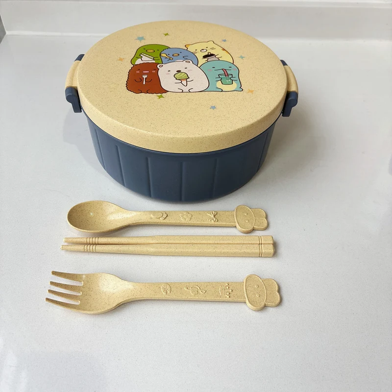 Spaßige Tierdruck Bento-Schüssel mit Besteckset