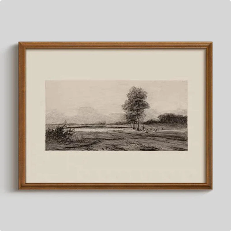 Gerahmte Vintage-Landschaftskunst