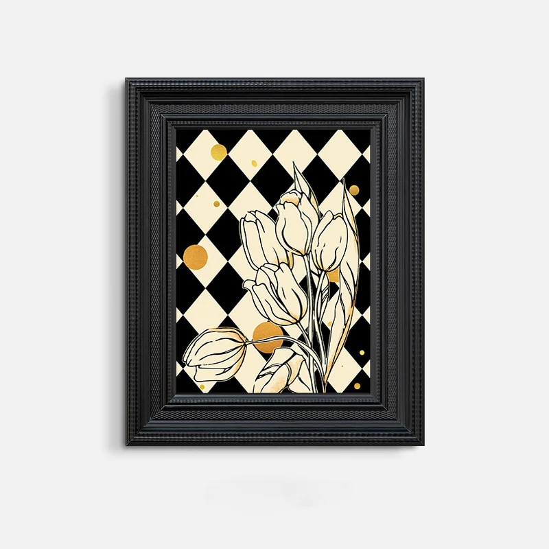 Gerahmtes Blumenmuster Geometrische Kunstwerke