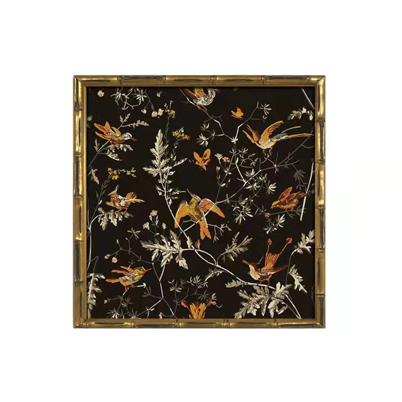 Gerahmter Vogel- und Blumen-Kunstdruck